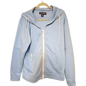 True Born Mens XL Light Blue Full Zip Hoodie White Zipper NWOT NEW